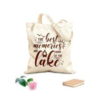 AILOONG Bolsa de lona sin blanquear Los mejores recuerdos se crean en el camping del lago Tela de 340g/m² de grosor Se usa como bolsa de herramientas