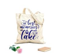 AILOONG Bolsa de lona sin blanquear Los mejores recuerdos se crean en el camping del lago Tela de 340g/m² de grosor Se usa como bolsa de herramientas
