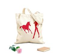AILOONG Bolsa de lona sin blanquear Los tacones altos atraen a Girl And Horse Home Tela de 340g/m² de grosor Se usa como bolsa de herramientas
