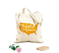 AILOONG Bolsa de lona sin blanquear Mapa de América Cita patriótica Dios bendiga a América Tela de 340g/m² de grosor Se usa como bolsa de herramientas