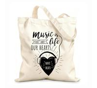 AILOONG Bolsa de lona sin blanquear Música Cita Corazón Amor Auriculares Romántico Tela de 12 oz de grosor Se usa como bolsa de herramientas 25x30cm Pequeño