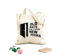 AILOONG Bolsa de lona sin blanquear Palabras de cita que abren puertas y nuevas oportunidades Tela de 12 oz de grosor Se usa como bolsa de herramientas 35x40cm Grande