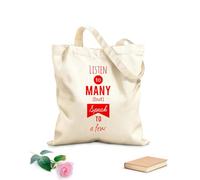 AILOONG Bolsa de lona sin blanquear Palabras Escucha Muchas Habla Unas Pocas Frase Tela de 340g/m² de grosor Se usa como bolsa de herramientas