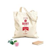 AILOONG Bolsa de lona sin blanquear Palabras Escucha Muchas Habla Unas Pocas Frase Tela de 340g/m² de grosor Se usa como bolsa de herramientas