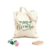 AILOONG Bolsa de lona sin blanquear Palabras, solo respira, letras, estudio de yoga Tela de 340g/m² de grosor Se usa como bolsa de herramientas