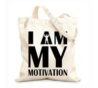 AILOONG Bolsa de lona sin blanquear Palabras Yo Soy Mi Motivación Cita Deporte Tela de 12 oz de grosor Se usa como bolsa de herramientas 35x40cm Grande