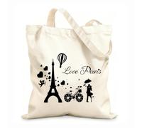 AILOONG Bolsa de lona sin blanquear París Francia Amor Romántico Tela de 12 oz de grosor Se usa como bolsa de herramientas 35x40cm Grande