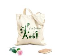 AILOONG Bolsa de lona sin blanquear París Francia Amor Romántico Tela de 340g/m² de grosor Se usa como bolsa de herramientas