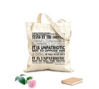 AILOONG Bolsa de lona sin blanquear Patriotismo significa apoyar al país. No significa apoyar al presidente ni a ningún otro funcionario público. Tela de 340g/m² de grosor Bolsa para dibujar