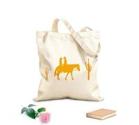 AILOONG Bolsa de lona sin blanquear Silueta de pareja romántica montando a caballo en una película del oeste Tela de 340g/m² de grosor Se usa como bolsa de herramientas