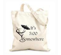 AILOONG Bolsa de lona sin blanquear Son las cinco en punto en algún lugar cita Margarita m Tela de 12 oz de grosor Se usa como bolsa de herramientas 25x30cm Pequeño