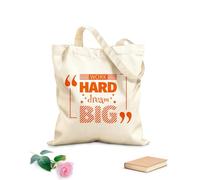 AILOONG Bolsa de lona sin blanquear Trabaja duro, sueña en grande Cita Inicio Tela de 340g/m² de grosor Se usa como bolsa de herramientas