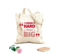AILOONG Bolsa de lona sin blanquear Trabaja duro, sueña en grande Cita Inicio Tela de 340g/m² de grosor Se usa como bolsa de herramientas