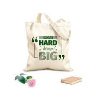 AILOONG Bolsa de lona sin blanquear Trabaja duro, sueña en grande Cita Inicio Tela de 340g/m² de grosor Se usa como bolsa de herramientas