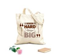 AILOONG Bolsa de lona sin blanquear Trabaja duro, sueña en grande Cita Inicio Tela de 340g/m² de grosor Se usa como bolsa de herramientas