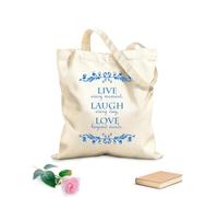 AILOONG Bolsa de lona sin blanquear Vive cada momento, ríe cada día, ama sin límites. Tela de 340g/m² de grosor Sustituye a la mochila escolar