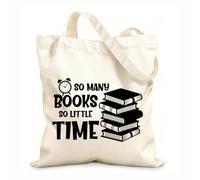 AILOONG Bolsa de lona Tantos libros, tan poco tiempo, diversión, letras, reloj, librerías Tela de 12 oz de grosor Bolsa para dibujar 25x30cm Pequeño