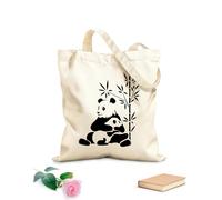 AILOONG Bolsa de lona Tela de 12 oz de grosor Animales de la familia de los osos panda chinos asiáticos Bolsa para dibujar 25x30cm Pequeño
