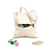 AILOONG Bolsa de lona Tela de 12 oz de grosor Ballena Animal Marino Estilo Océano Bolsa para dibujar 25x30cm Pequeño