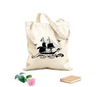 AILOONG Bolsa de lona Tela de 12 oz de grosor Barco Marinero Mar Velas Crucero Gaviota Aves Olas Bolsa para dibujar 31x36cm Mediano
