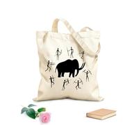 AILOONG Bolsa de lona Tela de 12 oz de grosor Pinturas rupestres de animales antiguos que cazan mamuts Bolsa para dibujar 35x40cm Grande