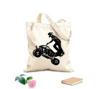 AILOONG Bolsa de lona Tela de 12 oz de grosor Silueta de jinete en cuatrimoto, deporte extremo, motocross Bolsa para dibujar 31x36cm Mediano
