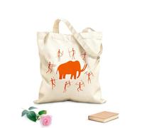 AILOONG Bolsa de lona Tela de 340g/m² de grosor Pinturas rupestres de animales antiguos que cazan mamuts Bolsa para dibujar