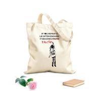 AILOONG Bolsa de lona Texto de fondo escrito por una niña pequeña: Si repites una mentira suficientes veces, se convierte en verdad. Política Tela de 340g/m² de grosor Bolsa para dibujar