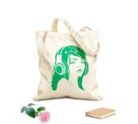 AILOONG Bolsa de playa de poliéster y algodón apelación Chica Auriculares Auriculares Música Música increíble Tela de 340g/m² de grosor Material agradable para la piel