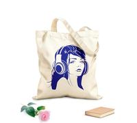 AILOONG Bolsa de playa de poliéster y algodón apelación Chica Auriculares Auriculares Música Música increíble Tela de 340g/m² de grosor Material agradable para la piel