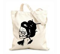 AILOONG Bolsa de playa de poliéster y algodón Cara de mujer con calavera estilo Día de la Muerte Tela de 12 oz de grosor Material agradable para la piel 35x40cm Grande