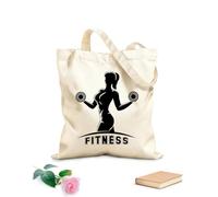 AILOONG Bolsa de playa de poliéster y algodón Chica de gimnasio con mancuernas. Logotipo de gimnasio. Motivación para entrenar. Tela de 12 oz de grosor Material agradable para la piel 35x40cm Grande
