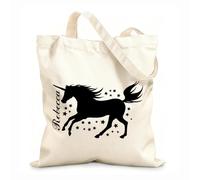AILOONG Bolsa de playa de poliéster y algodón Chica Unicornio Unicornio Mágico Tela de 12 oz de grosor Material agradable para la piel 31x36cm Mediano
