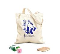 AILOONG Bolsa de playa de poliéster y algodón Cita Líneas de Película Serie de TV Cabeza de Lobo Árbol Pájaro Comer Tela de 340g/m² de grosor Material agradable para la piel