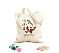 AILOONG Bolsa de playa de poliéster y algodón Cita Líneas de Película Serie de TV Cabeza de Lobo Árbol Pájaro Comer Tela de 340g/m² de grosor Material agradable para la piel