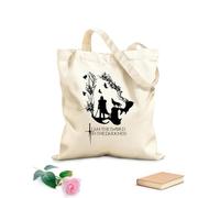AILOONG Bolsa de playa de poliéster y algodón Cita Líneas de Película Serie de TV Cabeza de Lobo Árbol Pájaro Comer Tela de 12 oz de grosor Material agradable para la piel 25x30cm Pequeño