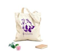 AILOONG Bolsa de playa de poliéster y algodón Cita Líneas de Película Serie de TV Cabeza de Lobo Árbol Pájaro Comer Tela de 340g/m² de grosor Material agradable para la piel