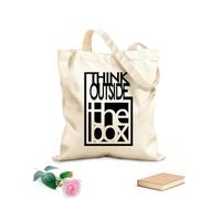 AILOONG Bolsa de playa de poliéster y algodón Cita motivacional Piensa fuera de la caja para la sala de reuniones del equipo Tela de 12 oz de grosor Material agradable para la piel 35x40cm Grande