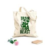 AILOONG Bolsa de playa de poliéster y algodón Gimnasio Entrenamiento Motivación Inspiración Deportes Frases Gimnasia Modo Bestia Tela de 340g/m² de grosor Material agradable para la piel