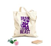 AILOONG Bolsa de playa de poliéster y algodón Gimnasio Entrenamiento Motivación Inspiración Deportes Frases Gimnasia Modo Bestia Tela de 340g/m² de grosor Material agradable para la piel