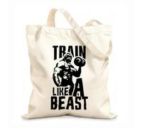 AILOONG Bolsa de playa de poliéster y algodón Gimnasio Entrenamiento Motivación Inspiración Deportes Frases Gimnasia Modo Bestia Tela de 12 oz de grosor Material agradable para la piel 35x40cm Grande