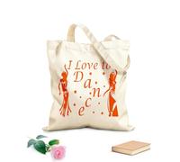 AILOONG Bolsa de playa de poliéster y algodón Música Baila Chica Baila Me encanta bailar Cita Chica Tela de 340g/m² de grosor Material agradable para la piel
