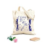 AILOONG Bolsa de playa de poliéster y algodón Música Baila Chica Baila Me encanta bailar Cita Chica Tela de 340g/m² de grosor Material agradable para la piel