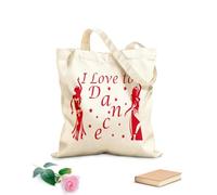 AILOONG Bolsa de playa de poliéster y algodón Música Baila Chica Baila Me encanta bailar Cita Chica Tela de 340g/m² de grosor Material agradable para la piel
