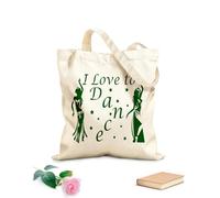 AILOONG Bolsa de playa de poliéster y algodón Música Baila Chica Baila Me encanta bailar Cita Chica Tela de 340g/m² de grosor Material agradable para la piel