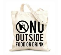 AILOONG Bolsa de playa de poliéster y algodón No se permiten alimentos ni bebidas del exterior Letrero Tienda abierta Cafetería Restaurante Tienda Tela de 12 oz de grosor 31x36cm