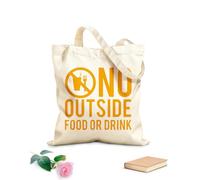 AILOONG Bolsa de playa de poliéster y algodón No se permiten alimentos ni bebidas del exterior Letrero Tienda abierta Cafetería Restaurante Tienda Tela de 340g/m² de grosor