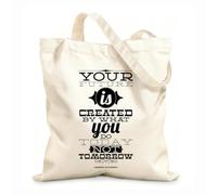 AILOONG Bolsa de playa de poliéster y algodón Palabras inspiradoras Frases inspiradoras Tu futuro mañana Tela de 12 oz de grosor Material agradable para la piel 25x30cm Pequeño