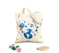 AILOONG Bolsa de playa de poliéster y algodón Planetas, espacio, cohete, nave y estrellas, nave espacial Tela de 340g/m² de grosor Material agradable para la piel