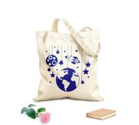 AILOONG Bolsa de playa de poliéster y algodón Planetas, espacio, cohete, nave y estrellas, nave espacial Tela de 340g/m² de grosor Material agradable para la piel